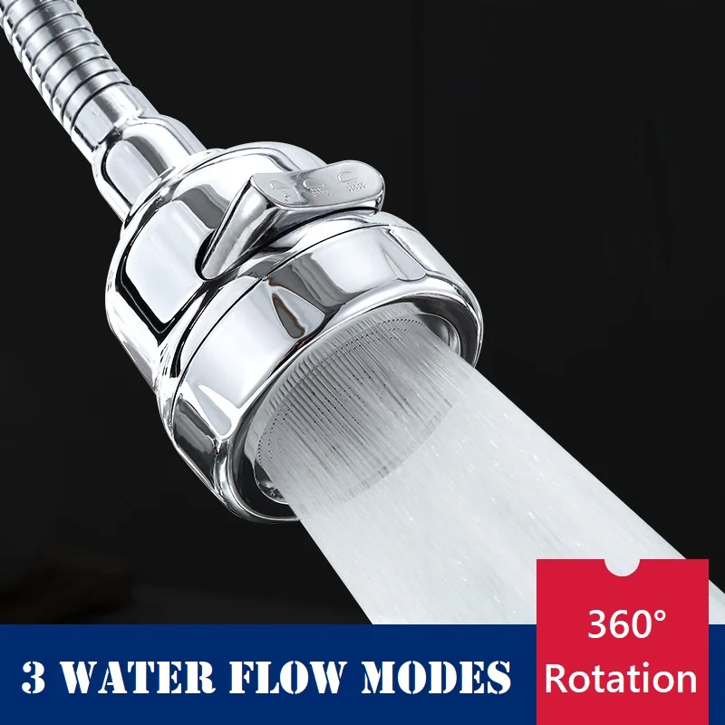 

3 Modes 360 ° Rotatable Kitchen Faucet Aerator Diffuser Connector Shower Water Saving Faucet Nozzle No Splashing
