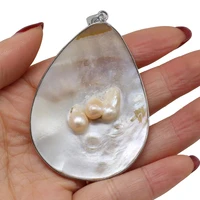 natural mother pearl shell charms pendants for jewelry making diy accessories fit necklaces earring or women gifts size 45x66mm