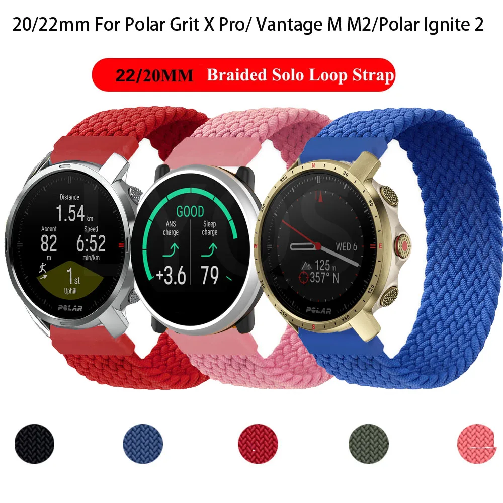 

Плетеный нейлоновый ремешок для часов POLAR Vantage M M2/Unite/POLAR IGNITE/Grit X, 20 22 мм