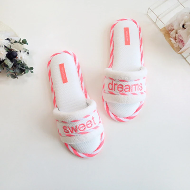 

Дышащие сетчатые хлопковые флуоресцентные женские тапочки карамельных цветов с открытым носком для дома и пола бесшумные Нескользящие тапочки для весны и лета