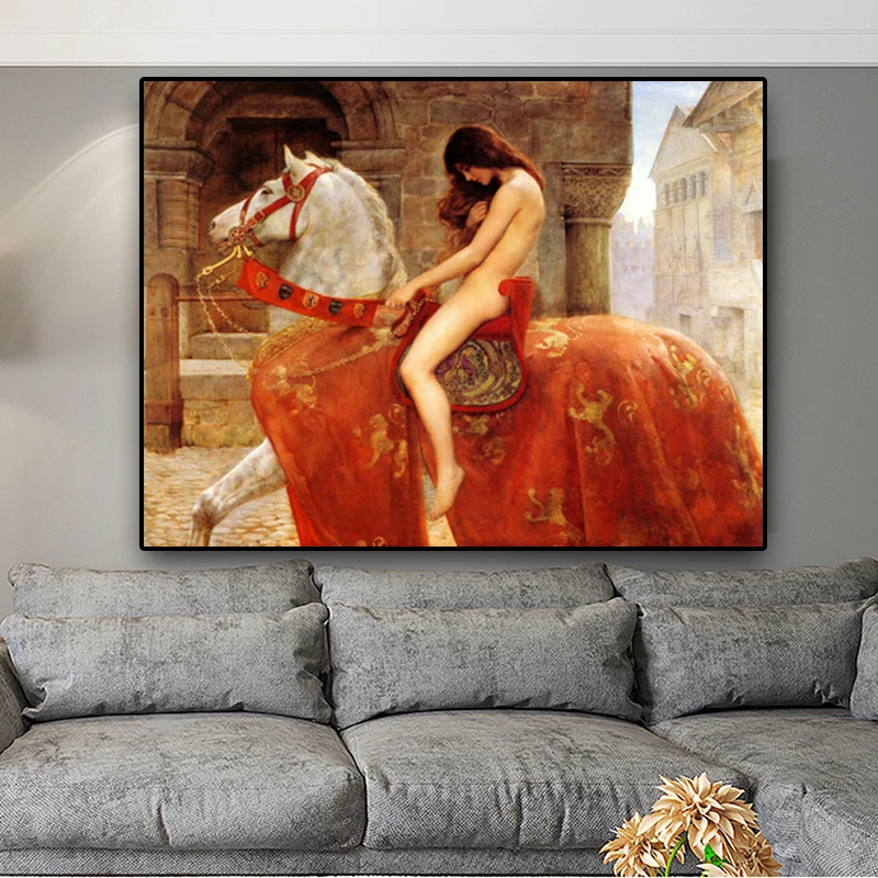 

Lady Godiva by John Collie Nude Woman Canvas Painting Posters and Prints Scandinavian Wall Pop Art Picture for living Room Decor