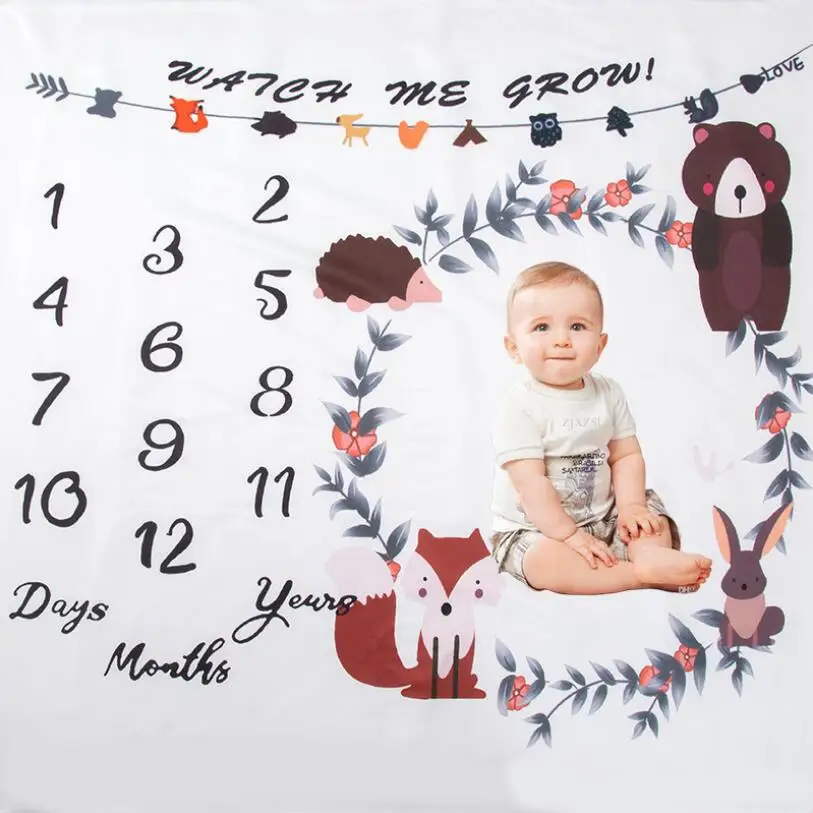 

1PC Cartoon Infant Baby Milestone Photo Props Background Blankets Backdrop Cloth Calendar Bebe Boy Girl Photo Accessories