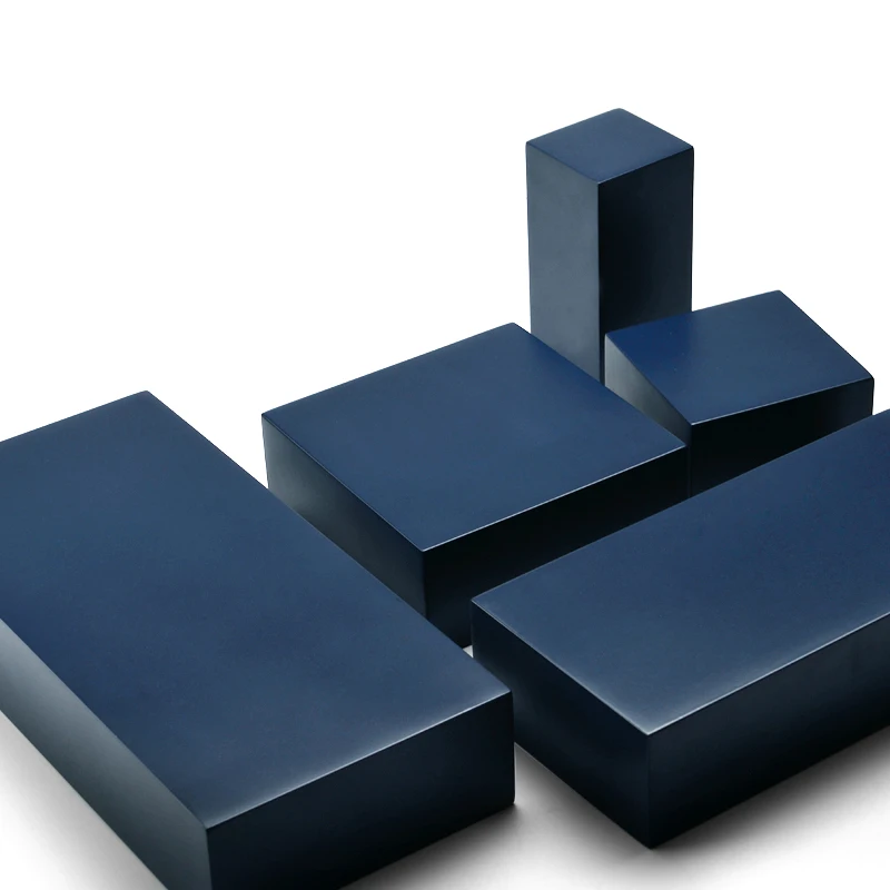 Oirlv Solid Wood Dark Blue Jewelry Display Stand Jewelry Ring Necklace Jewelry Display Stand Set Counter Props