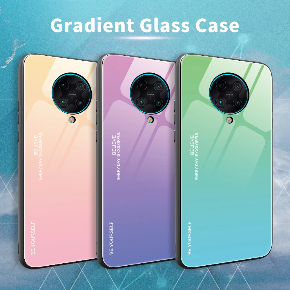 Для Xiaomi Poco X3 NFC Pro F3 чехол закаленное стекло градиентный цвет защитный для X 3 F2 poco x
