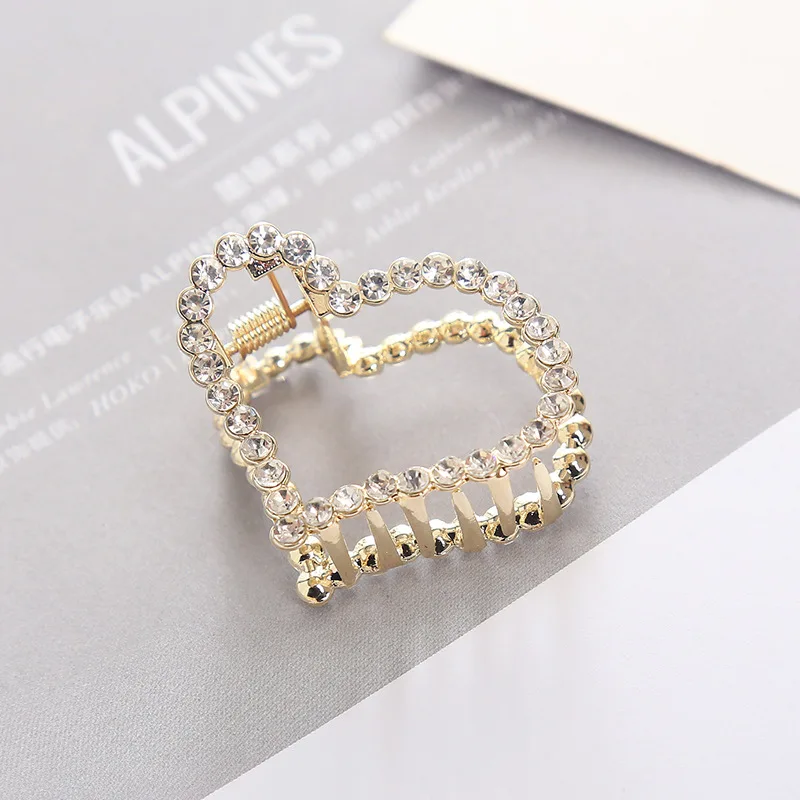 6 1Pc Geometric Pearl Hair Clip Crab Claw For Women Girls Hollw Full Rhinestone Metal Hair Claws Heart Fashion Hair Accessorie - Цвет: 6