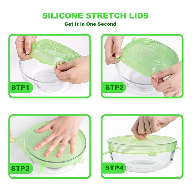 

Silicone Elastic Lid,12 Pcs of Reusable Lids for Bowls,Cups,Jars, Suitable for Containers of Different Sizes and Shapes