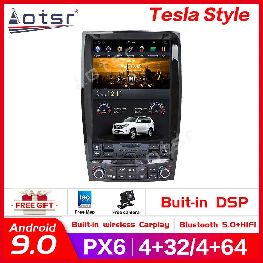 Автомобильный мультимедийный плеер на Android 9 0 большой экран в стиле Тесла 4 ГБ 64
