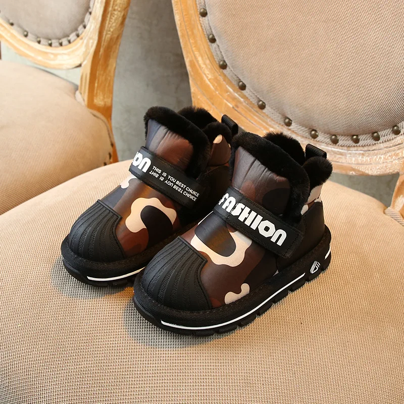 Хлопковая обувь для мальчиков и девочек Теплые повседневные Бархатные ботинки