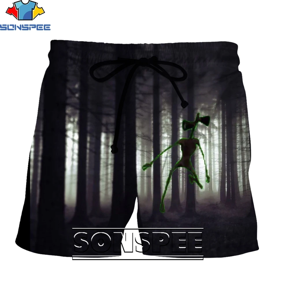 

SONSPEE 3D Printing Siren Head Theme Summer Men's/women's Sports Shorts Casual Beach Pants Thriller Fashion Trend Personality