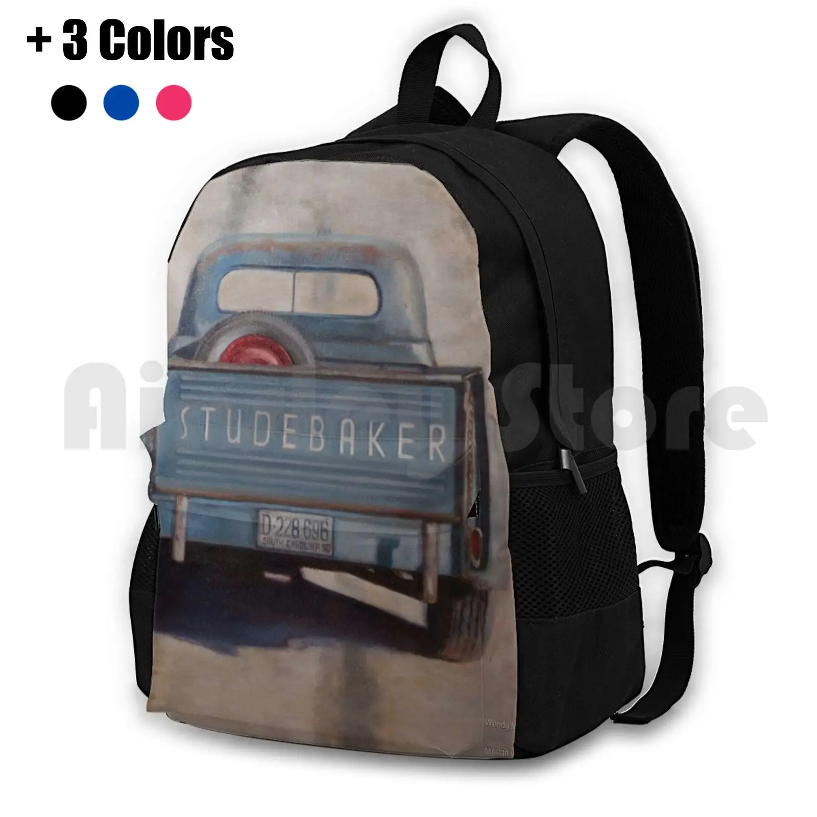 

Studebaker Blue Outdoor Hiking Backpack Waterproof Camping Travel Studebaker Vintage Trucks