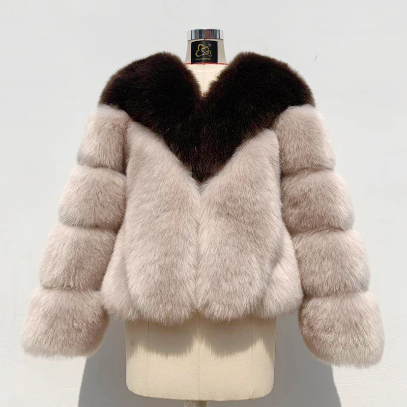 Savabien Luxury Warm Winter Faux Fur Coat Women Furry Soft Faux Fur Jackets New Ladies Fur Coats Parka Festival Streetwear