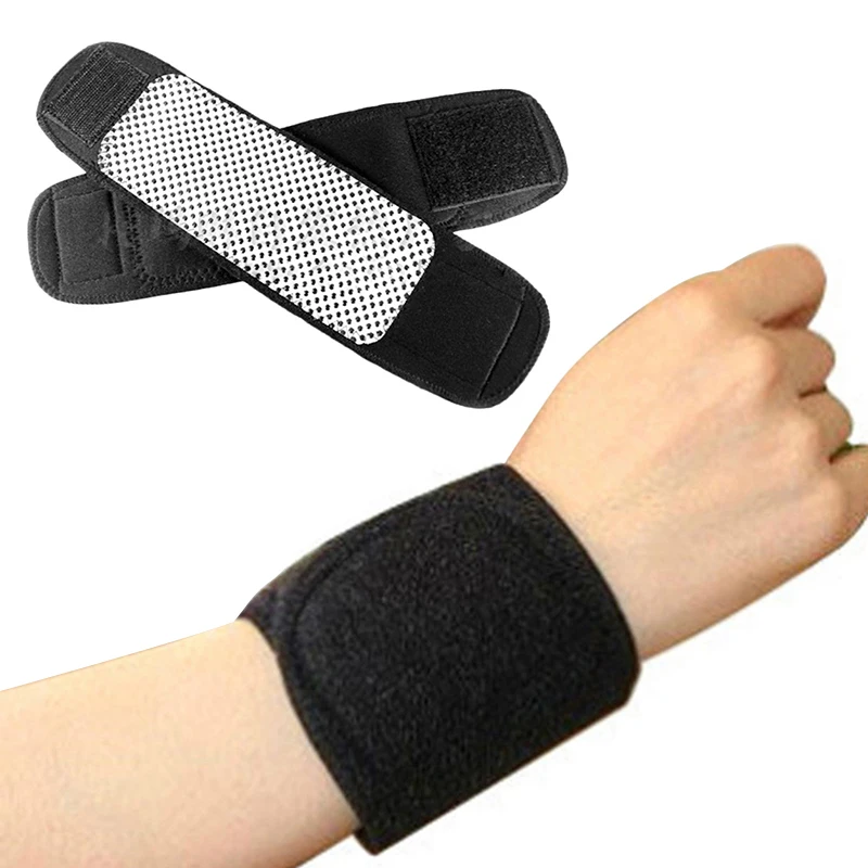 

1 Pair Heated bracer Power Magnetic Therapy Heat Wrist Brace Care Support Strap Pain Relief Sports Safety