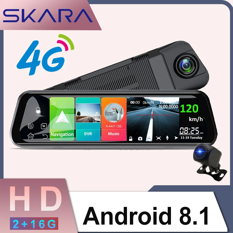 

Зеркало-видеорегистратор, 10 дюймов, Android 8,1, 4G, Wi-Fi, GPS-навигация