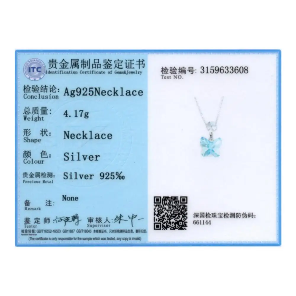 

Butterfly Pendant LEKANI Crystals From Swarovski Necklace 925 Sterling Silver Classic Jewelry Gifts Wedding Long Chain for Women