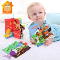 infant 3 style baby cloth books early learning educational toys with animals tails soft cloth development books rattles