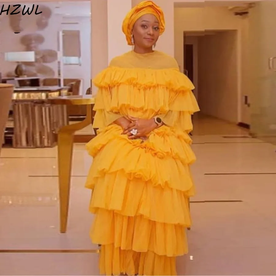 

Вечерние платья в стиле Саудовской Аравии, женское многослойное шифоновое платье с длинными рукавами для выпускного вечера, африканские же...