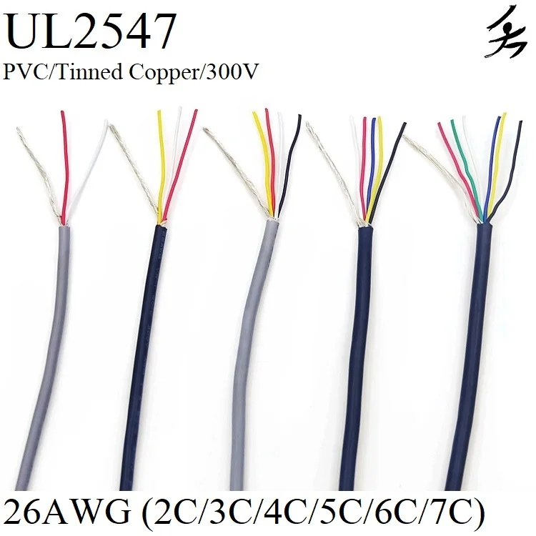 

Экранированный медный провод 26AWG, 1 м, 2-7 жил