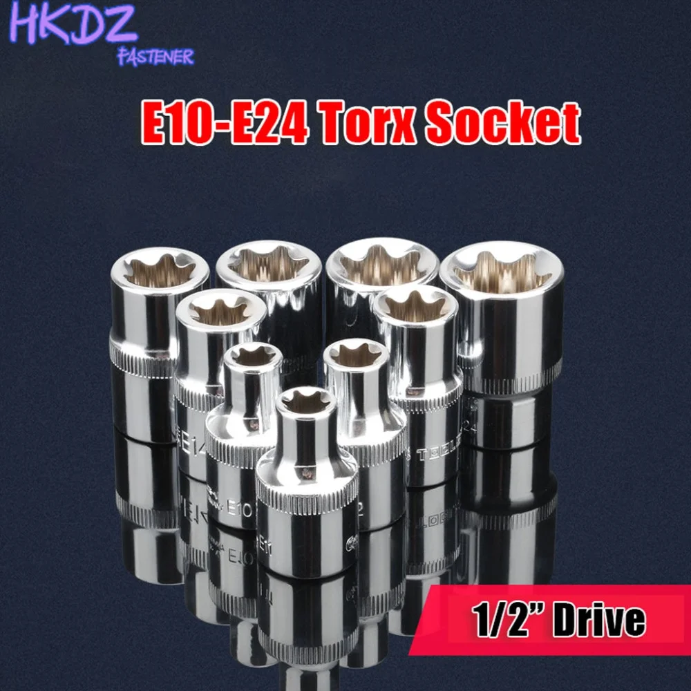1pcs 1/2&quot Torx Star Socket E Type E10 E11 E12 E14 E16 E18 E20 E22 E24 Hand Repair Tools Square Hole | Инструменты
