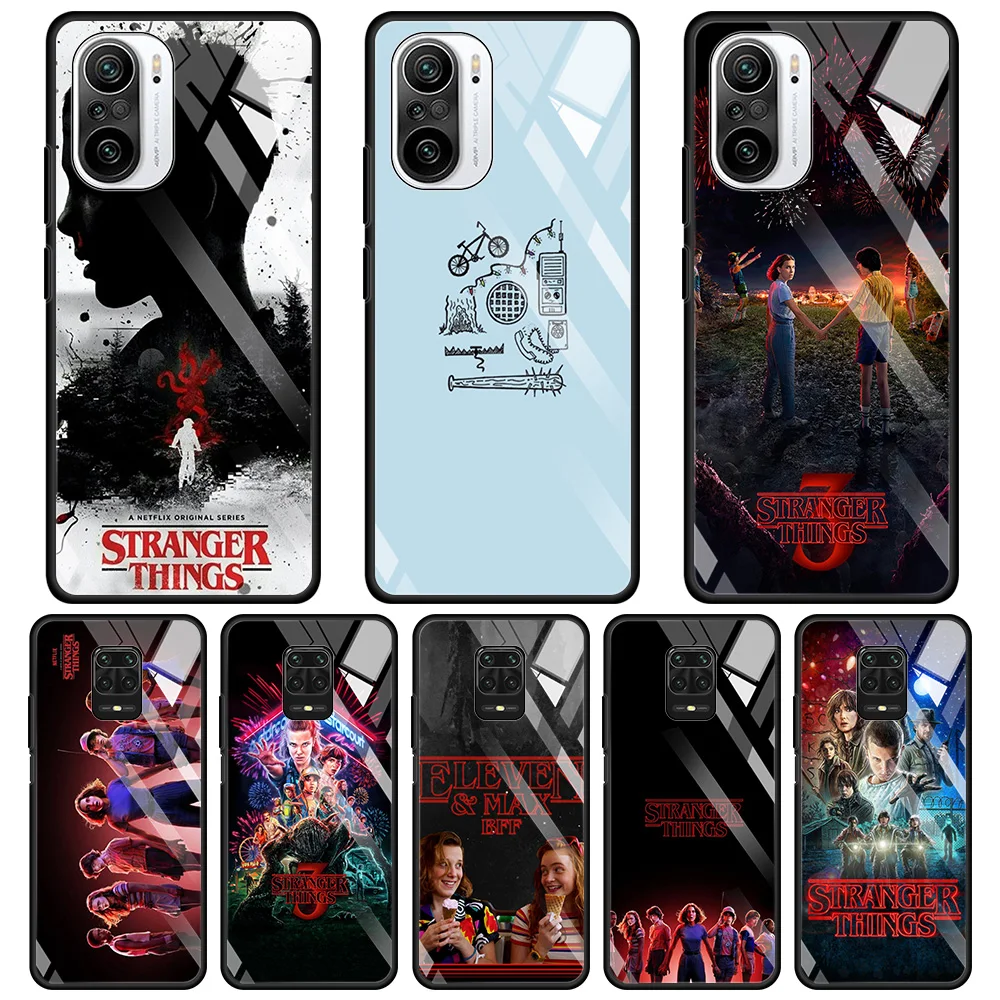 

Tempered Glass Shell For Xiaomi Redmi Note 9S 8 9 7 10 8T K40 K30 Pro 8T 9C 9A 8A 7 Cover Silicon Shell Stranger Things Season 3