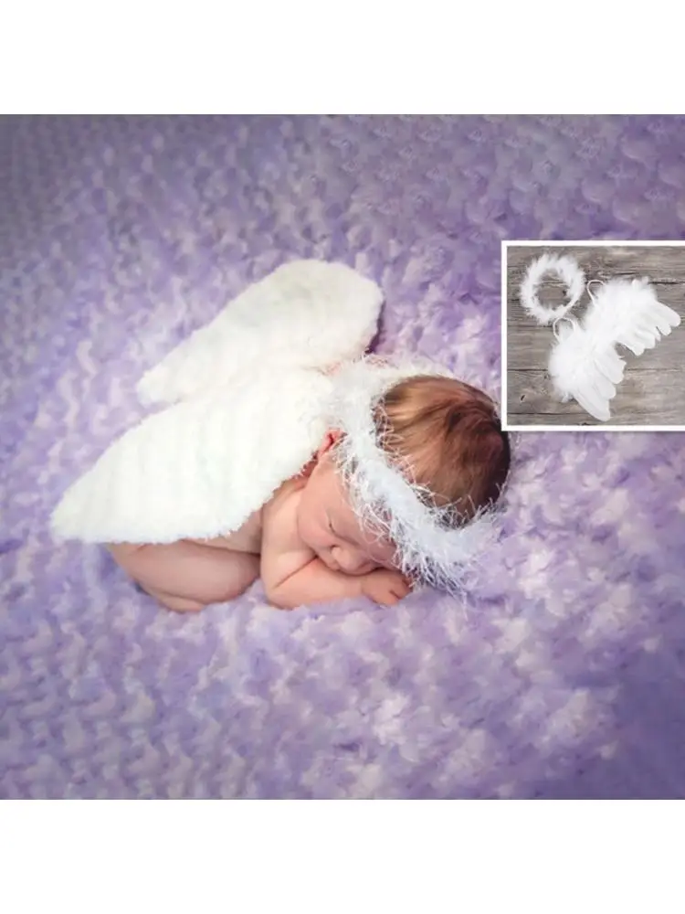 Ala de &Aacute;ngel con diadema para beb&eacute;, accesorios de fotograf&iacute;a para reci&eacute;n nacido, conjunto de trajes, disfraz de fotograf&iacute;a-2