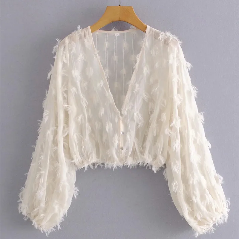 

2022 New Women Short Blouses Shirts Fashion V Neck Long Sleeves Spring Summer Casual Beach Boho Street Female Clothing BHN0232