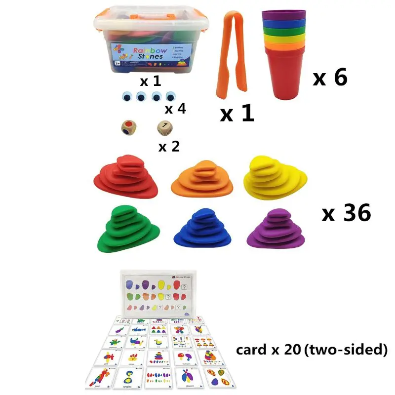 

Colored Cobblestone Blocks Puzzle Montessori Early Educational Learning Toy 97BC