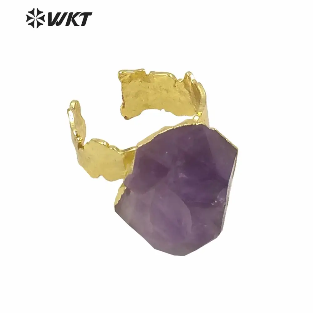 WT-R363 оптовая продажа женское кольцо с камнем нерегулярное А-метистом золотое