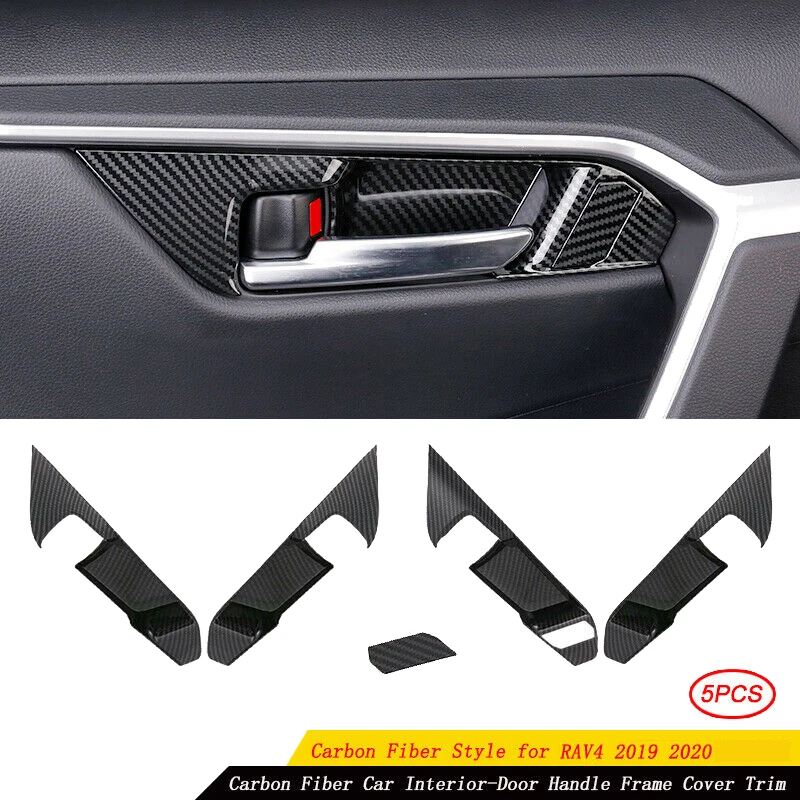 

for Toyota RAV4 2019 2020 Carbon Fiber Car Interior Door Handle Bowl Panel Cover Trim Bezel Inner Decor