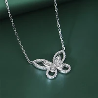 top quality 925 sterling silver necklace for women wedding bridal charm bowknot butterfly necklaces fine jewelry gift wholesale