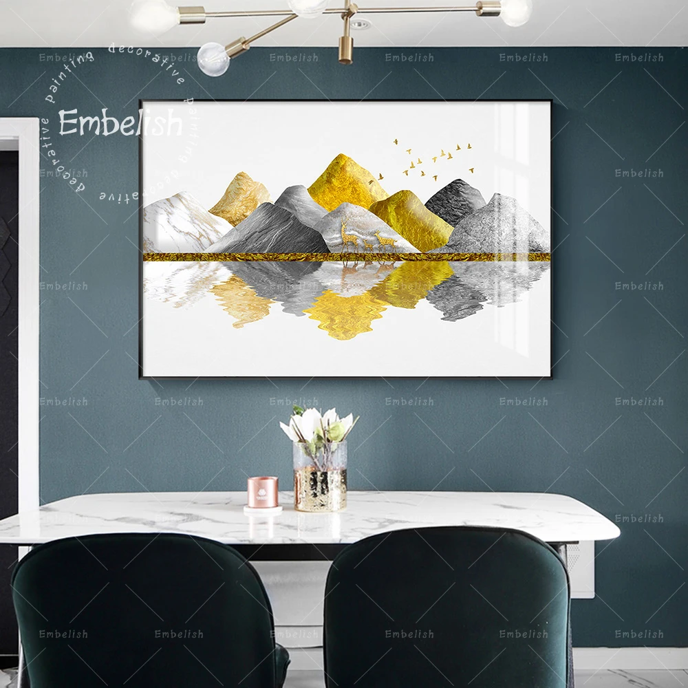 

1 Piece Beautiful Landscape Snow Mountain In Water Modern Home Decor Artworks For Living Room Posters Wall Art Pictures Office