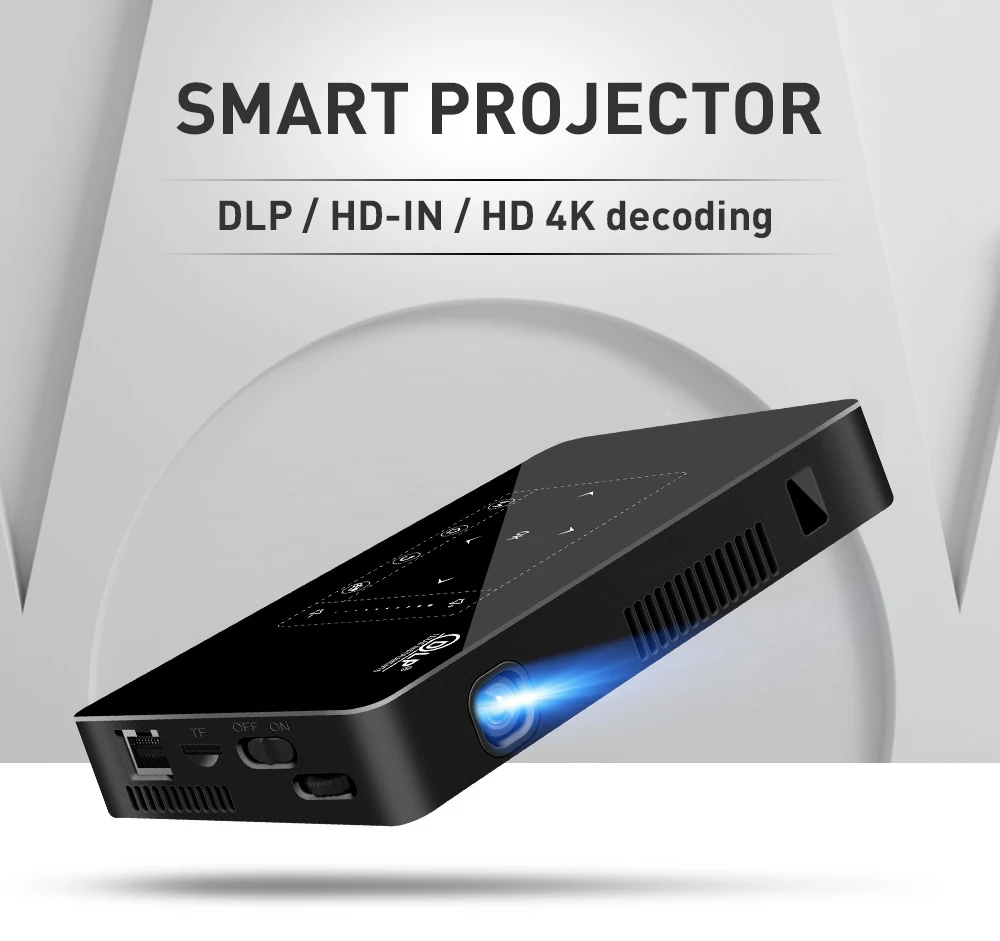 Мини-проектор WZATCO Android 2G 16G P10 Wi-Fi Bluetooth с аккумулятором поддержка 1080P 4K карманный