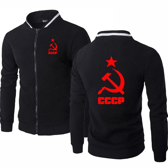 

Новая мужская куртка уникальная для СССР, России, СССР, Советский Союз, Высококачественная Хлопковая мужская бейсбольная куртка с принтом, ...