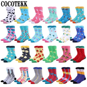 Носки мужские и женские, из чесаного хлопка, разноцветные, в стиле Харадзюку