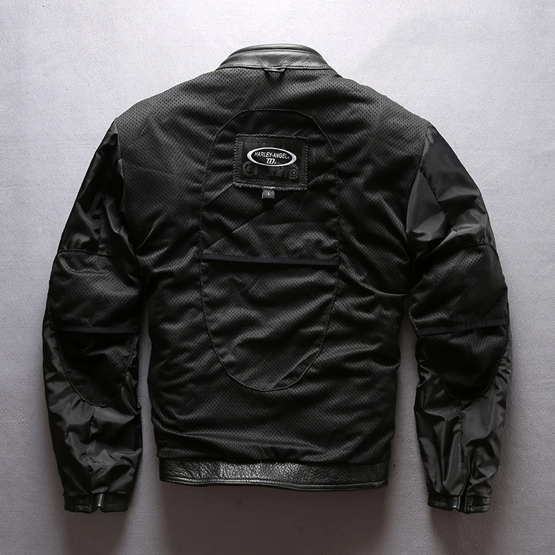 Мотоциклетная Профессиональная Мужская байкерская куртка из натуральной