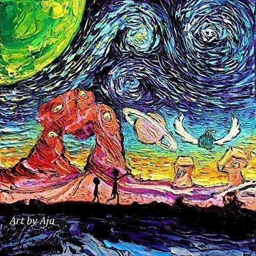 

Starry Night print van Gogh Never Saw Another Dimension Shower Curtain