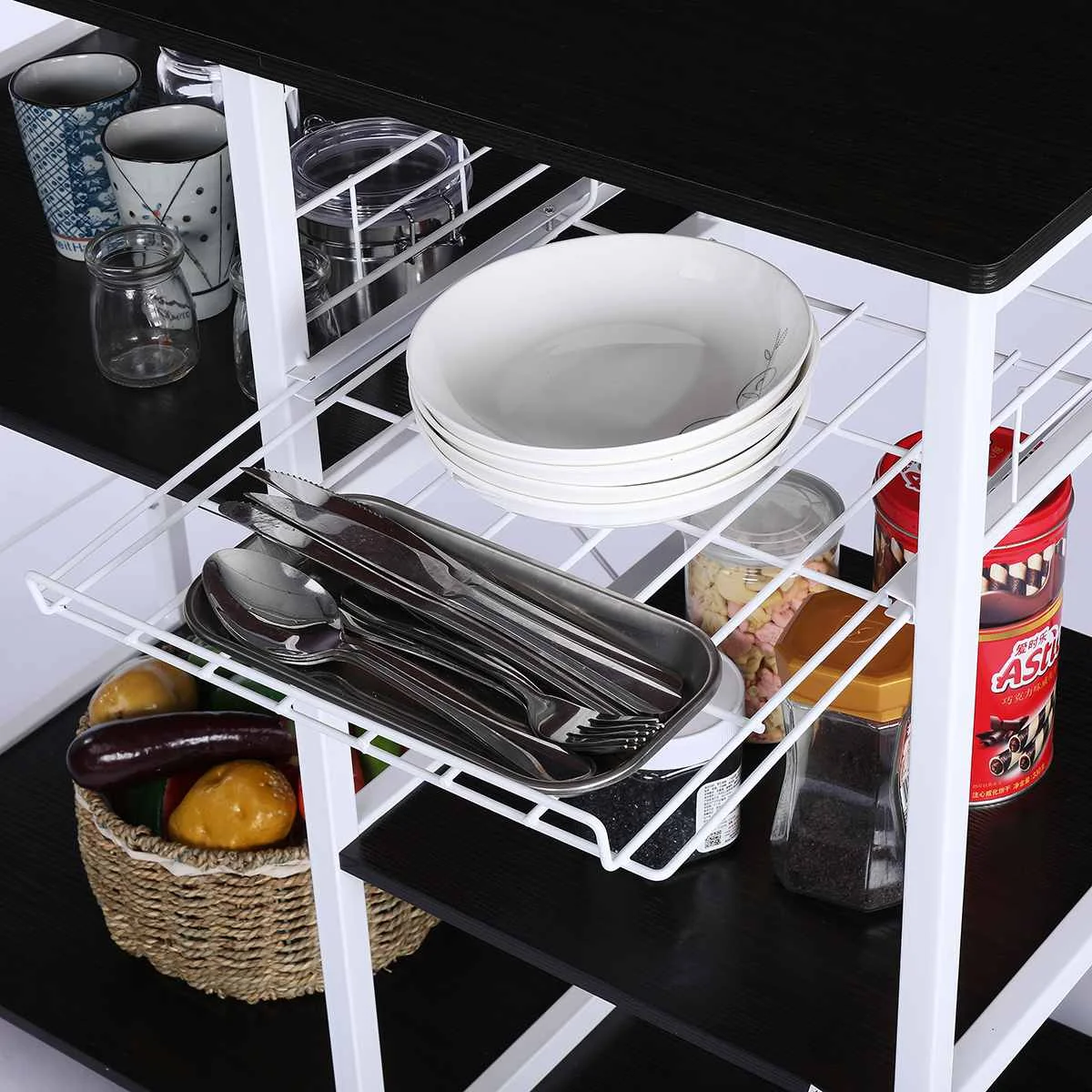 Кухонная полка для пекарских печенья хранения 4-уровневая + 3-ярусная книг специй