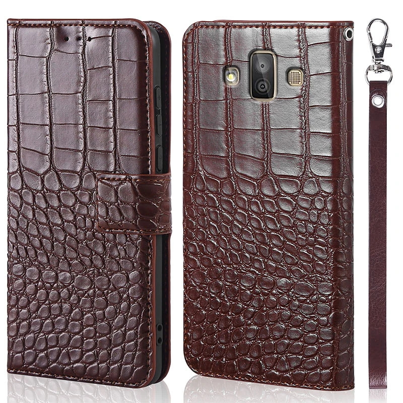 

Flip Leather magnetic Case for Samsung Galaxy J7 Duo 2018 J720F J720 SM-J720F crocodile grain phone Cover