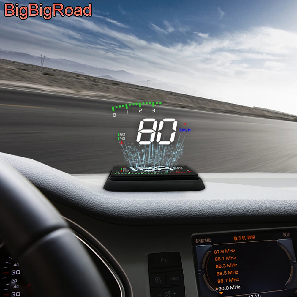 

BigBigRoad Car Hud Display Windshield Projector For Smart Fortour Forjeremy Fortwo / Startech / Saab 9-3 / R1S R1T