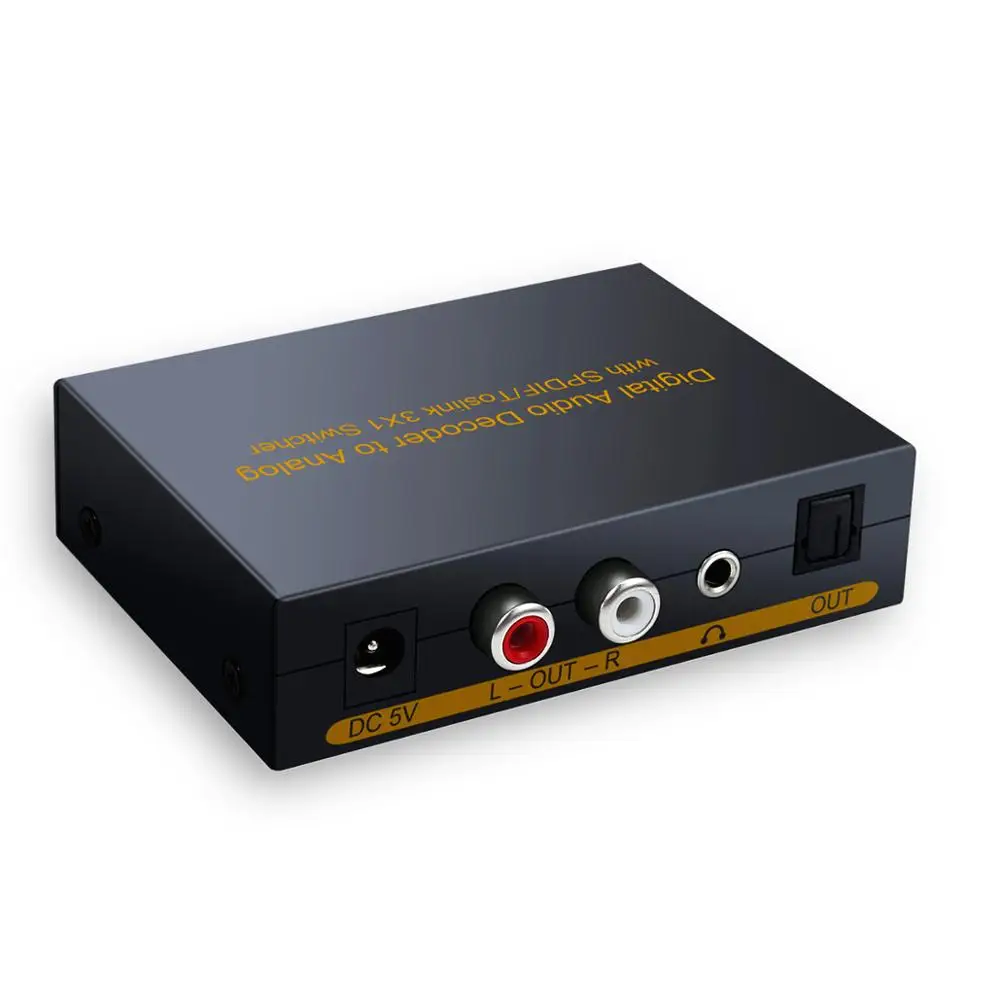 SPDIF Toslink переключатель 3 × 1 цифро аналоговая Опора аудио конвертера 5 канал + L/R