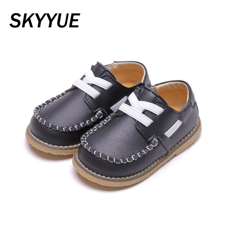 Детские Водонепроницаемые Мокасины черные кожаные туфли на плоской подошве для