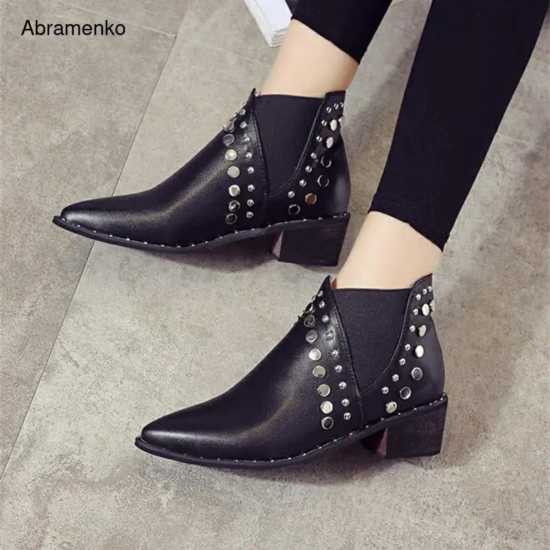 Женские ботильоны сезон осень зима теплые Крутые ботинки в стиле панк с
