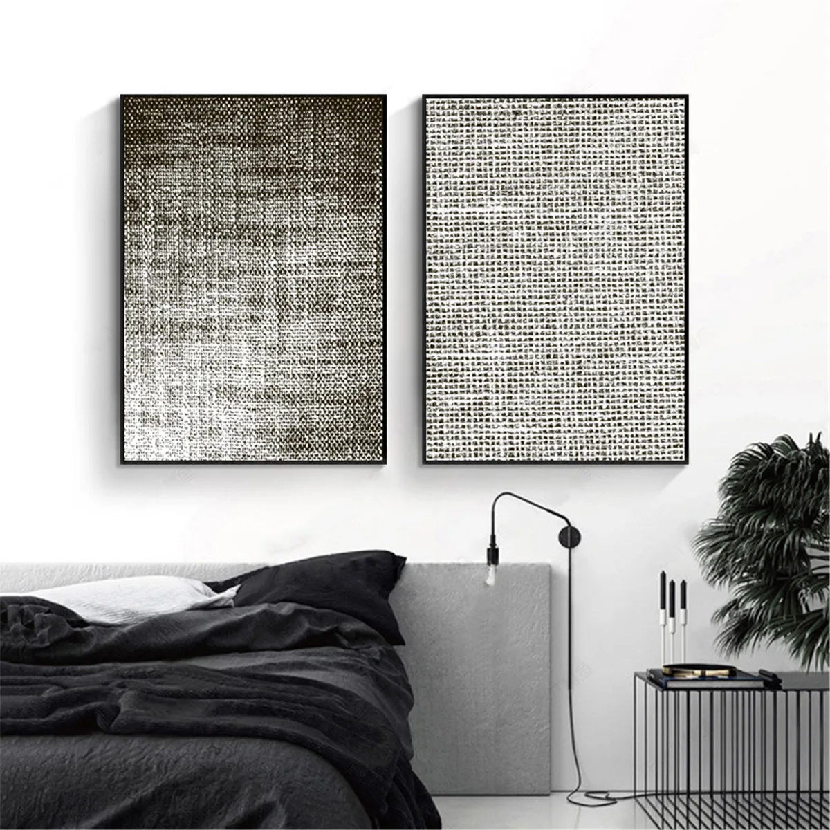 Импрессионистская конопляная матовая черно-серая текстурная картина плакат