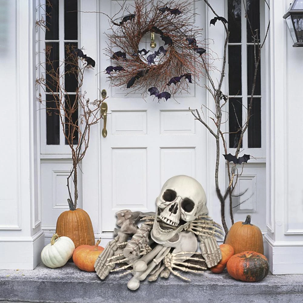 

Waylike Halloween Bag Of Skeleton Bones ABS Plastic Life Size 28 Pieces Set Haunted Halloween Decorations