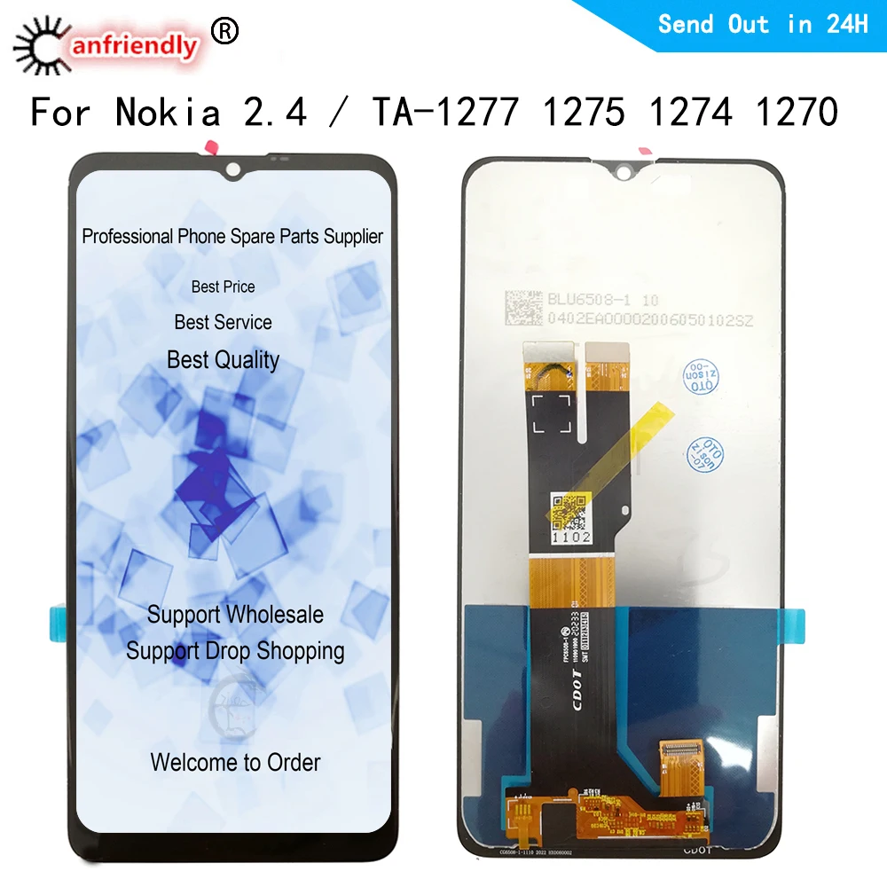 

6.5" IPS LCD For Nokia 2.4 TA-1277 TA-1275 TA-1274 TA-1270 N2.4 Display Touch panel Screen sensor Digitizer Assembly