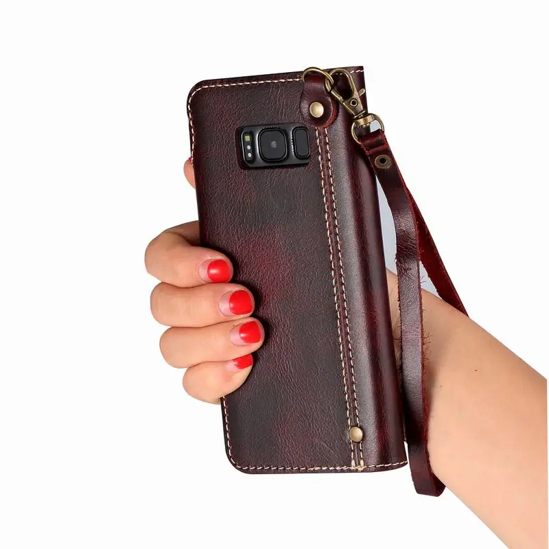 

Genuine Leather Case For Samsung Galaxy S9 Plus Case Flip Wallet Luxury Cover For Samsung S8 Plus Business Retro Phone Case