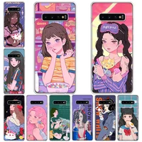 ins kawaii japanese anime illustration girl phone case for galaxy m52 m51 m31 m31s m12 m11 samsung note 20 ultra 10 lite 9 8 f52