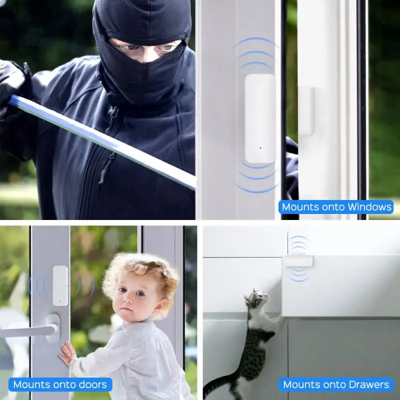

Tuya WiFi Door Sensor Smart Door Open/Closed Detectors Smartlife APP Wifi Window Sensor Work With Alexa Google Home