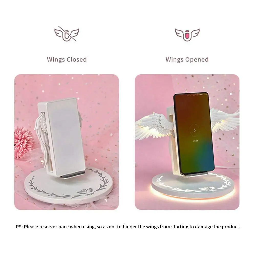 Быстрое беспроводное зарядное устройство 10 Вт Крыло ангела Зарядная база