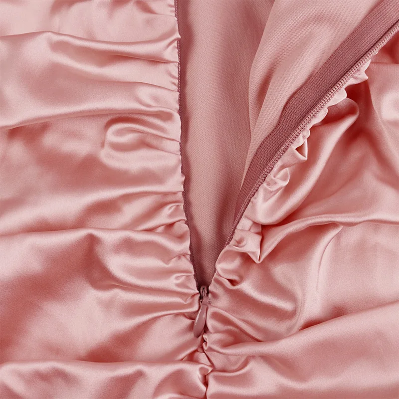 

Giyu2021 European American Spring And Summer New Women's Sexy Satin V-Neck Pleated Sling Bag Hip Skirt Dress