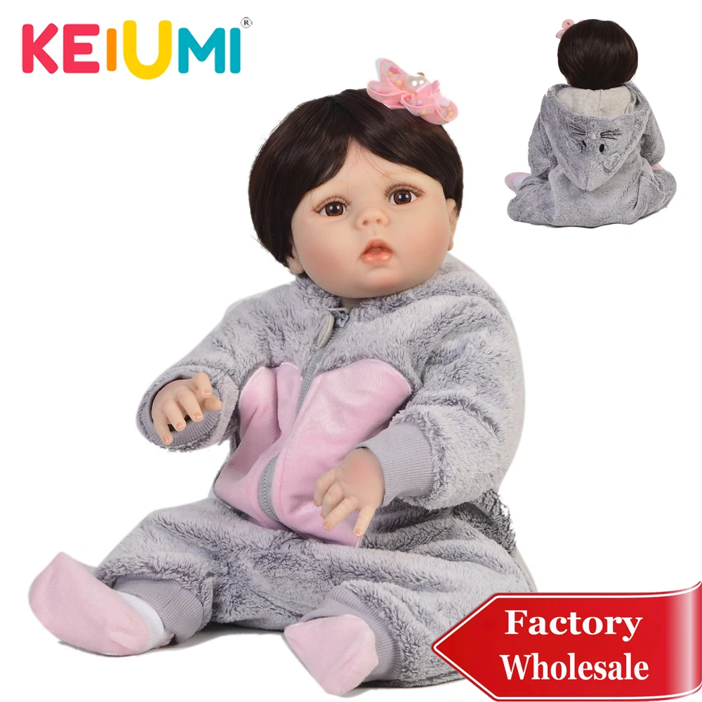 

KEIUMI 23Inch Reborn Baby Doll 23 Inch Full Body Silicone Reborn Girl Boneca Lifelike Newborn Vinyl Toys for Child gifts